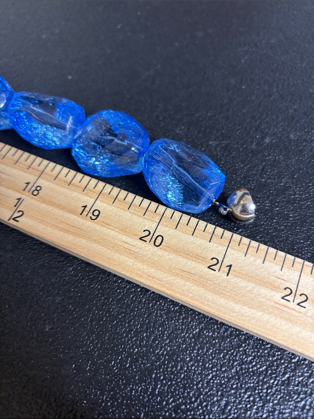 Chunky Blue Statement Glass Bead Necklace - Women's Jewelry - Picture 6 of 7